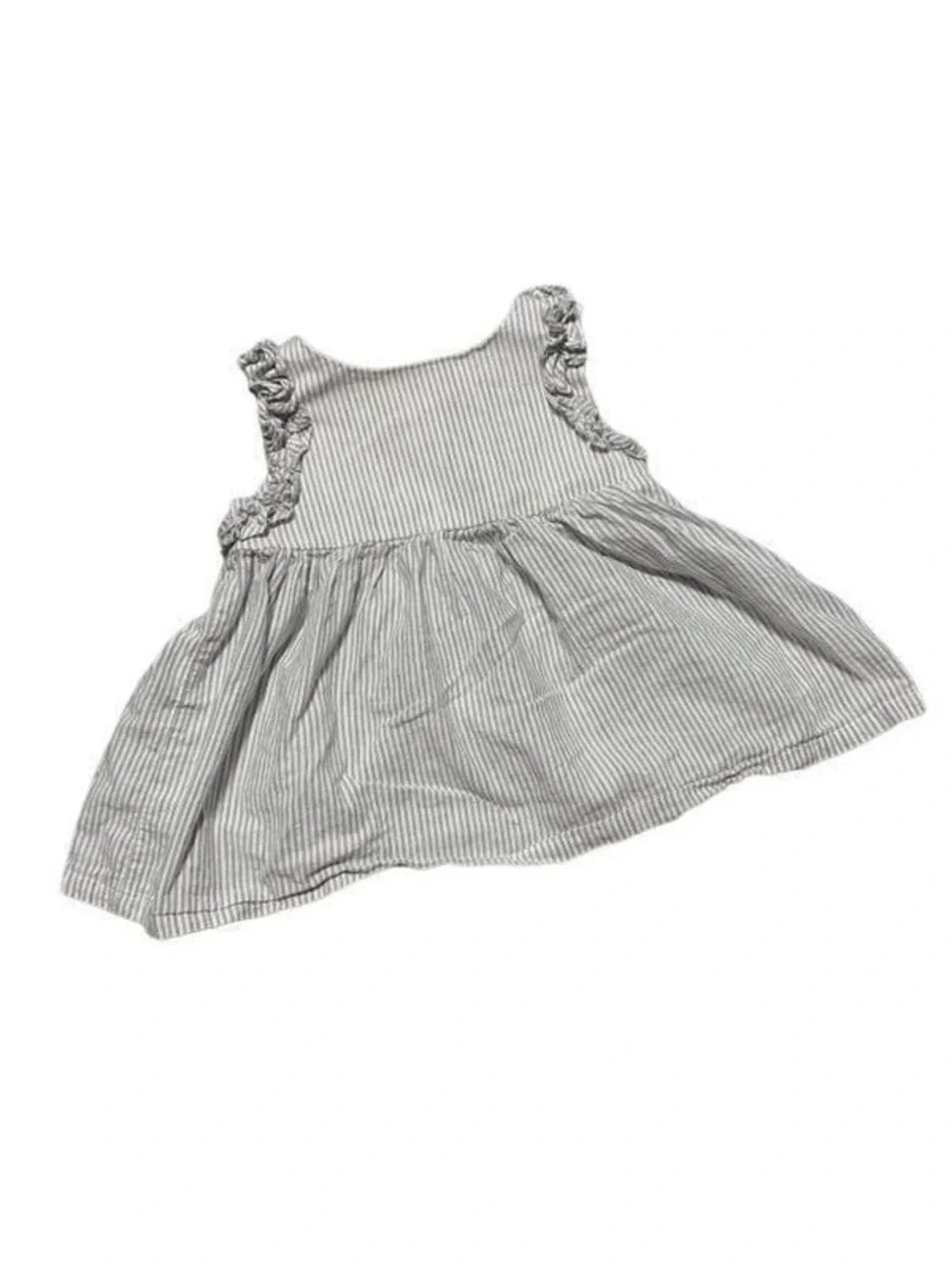 Tahari Gray and White Sleeveless Ruffled Sundress Sz 12M